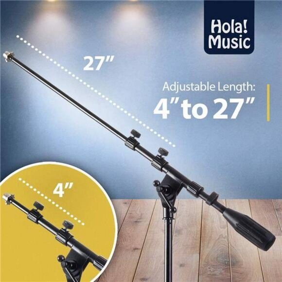 Music Mic Stand w/ Adjustable Height – Weighted Base